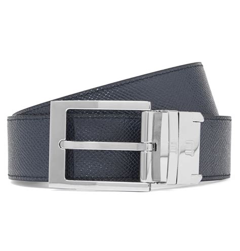 Reversible Grainy Leather Belt in Navy/black 